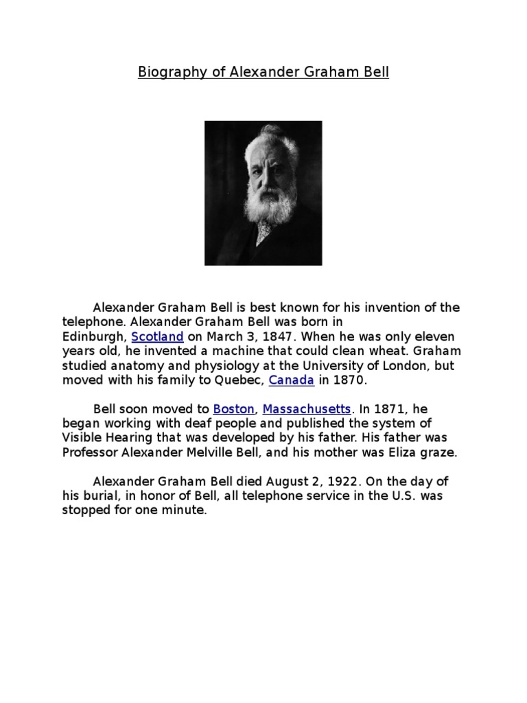 Реферат: Biography Of Alexander Graham Bell Essay Research